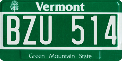 VT license plate BZU514
