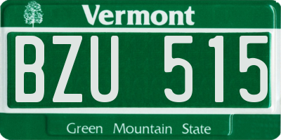 VT license plate BZU515