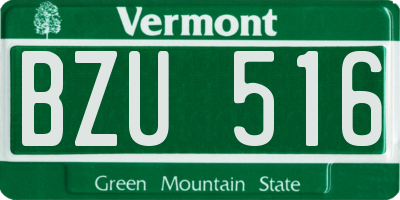 VT license plate BZU516
