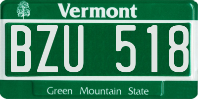 VT license plate BZU518