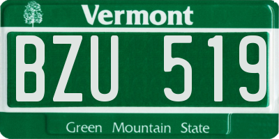 VT license plate BZU519