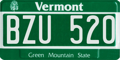 VT license plate BZU520