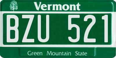 VT license plate BZU521
