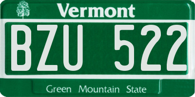 VT license plate BZU522