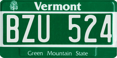 VT license plate BZU524