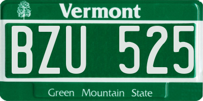 VT license plate BZU525