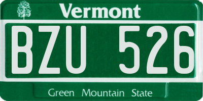VT license plate BZU526