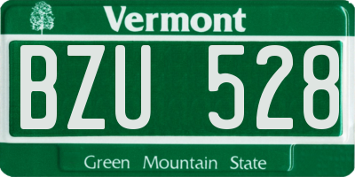 VT license plate BZU528