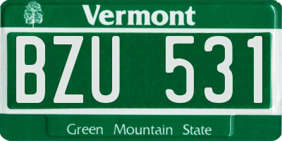 VT license plate BZU531