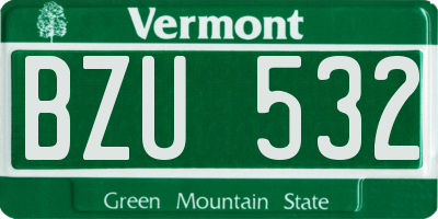 VT license plate BZU532