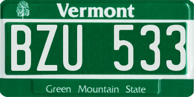 VT license plate BZU533