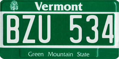 VT license plate BZU534