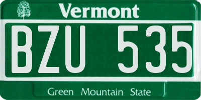 VT license plate BZU535