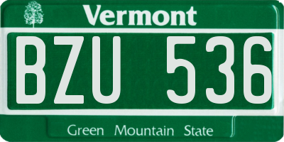 VT license plate BZU536
