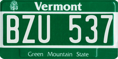 VT license plate BZU537