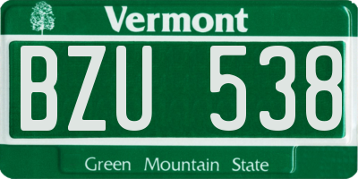 VT license plate BZU538