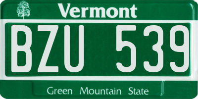 VT license plate BZU539