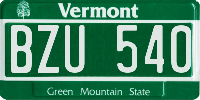 VT license plate BZU540