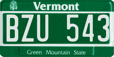 VT license plate BZU543