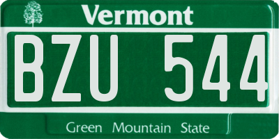 VT license plate BZU544