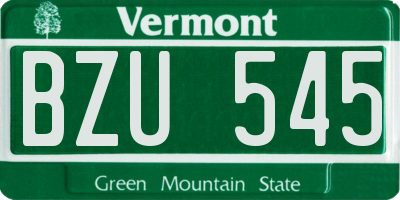 VT license plate BZU545