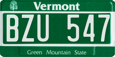 VT license plate BZU547