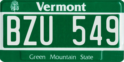 VT license plate BZU549
