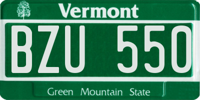 VT license plate BZU550