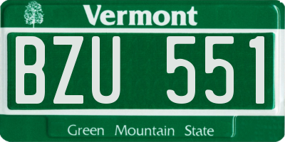 VT license plate BZU551