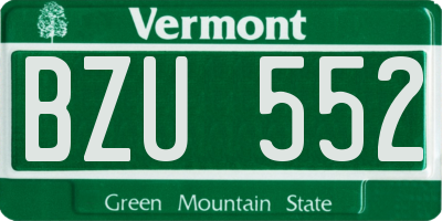 VT license plate BZU552