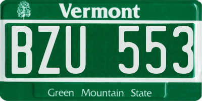 VT license plate BZU553