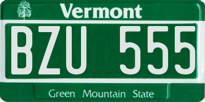 VT license plate BZU555