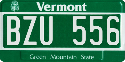 VT license plate BZU556