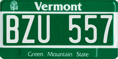 VT license plate BZU557