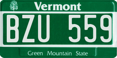 VT license plate BZU559