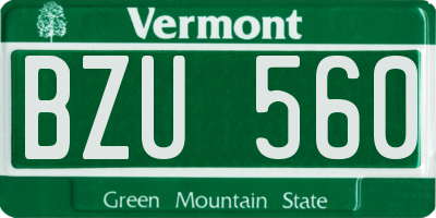 VT license plate BZU560