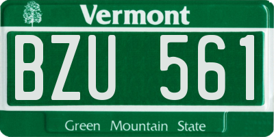 VT license plate BZU561