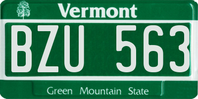 VT license plate BZU563