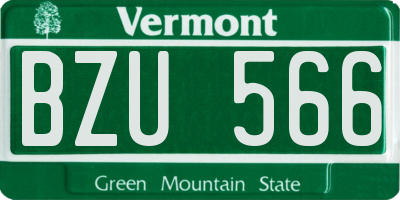 VT license plate BZU566