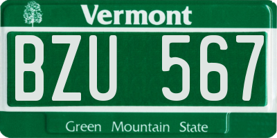 VT license plate BZU567