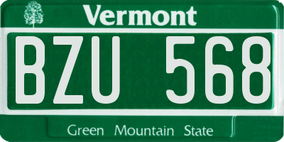 VT license plate BZU568