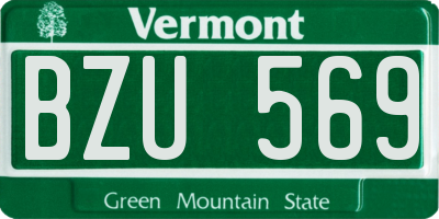 VT license plate BZU569