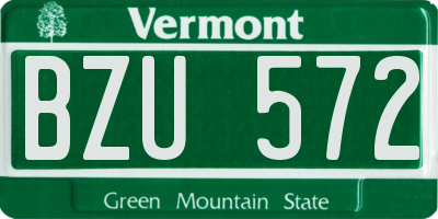 VT license plate BZU572