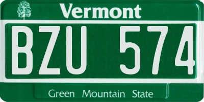 VT license plate BZU574