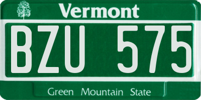 VT license plate BZU575