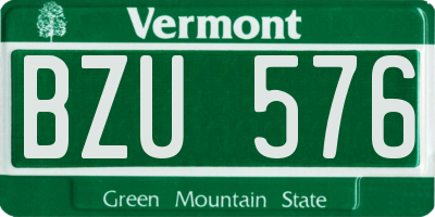 VT license plate BZU576