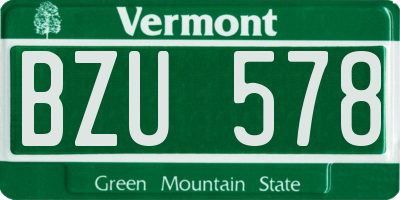 VT license plate BZU578