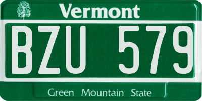 VT license plate BZU579