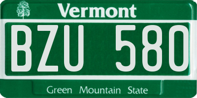 VT license plate BZU580
