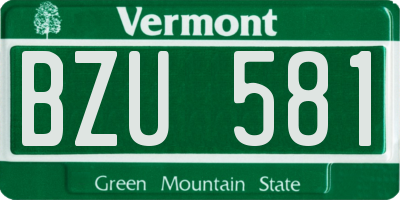 VT license plate BZU581